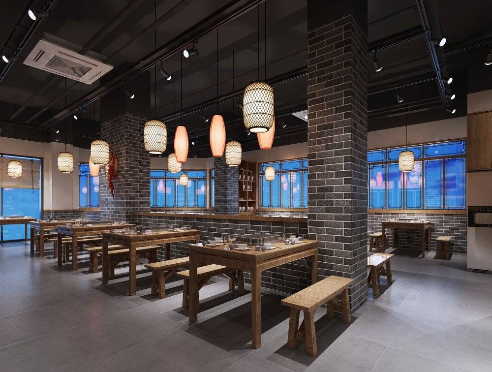 小火鍋店裝修效果圖，火鍋店裝修效果圖