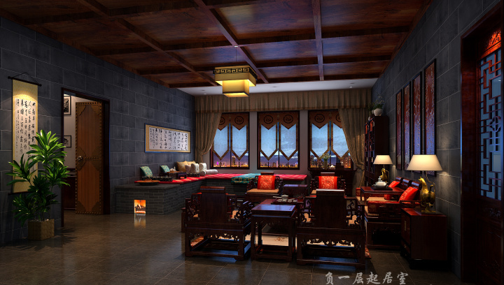 中式客廳書(shū)房裝修效果圖片_中式裝修效果圖_古典中式裝修效果圖集