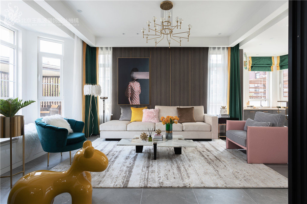 客廳窗簾裝修效果圖現(xiàn)代輕奢風(fēng)格，張家口·觀瀾墅現(xiàn)代簡(jiǎn)約客廳設(shè)計(jì)圖片賞析