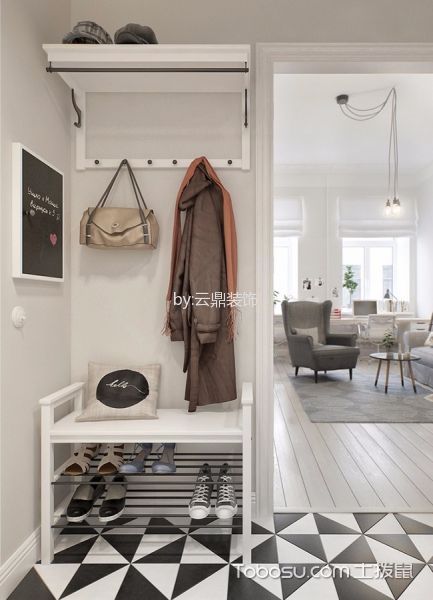 玄關(guān) 背景墻_北歐風格90平米公寓新房裝修效果圖