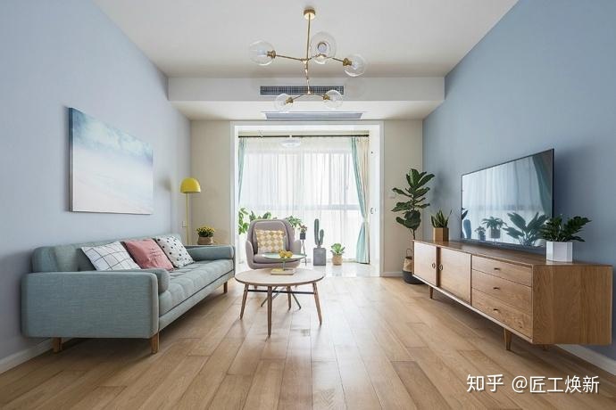 90㎡清爽北歐風(fēng)，淺藍(lán)空間，最喜歡半開(kāi)放式廚房設(shè)計(jì)