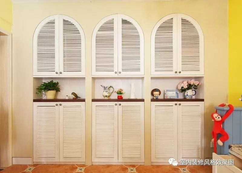 8萬裝修93平米地中海風格小三房，書房榻榻米和吊頂柜收納性極好