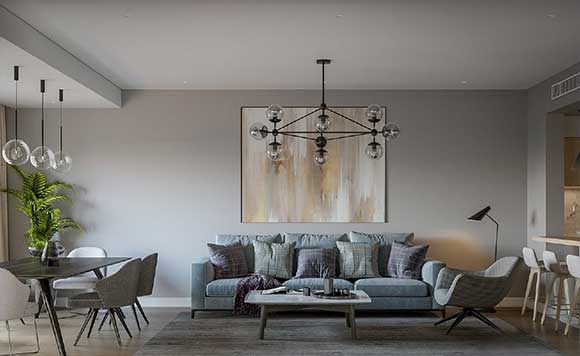 簡(jiǎn)約現(xiàn)代風(fēng)格兩房裝修，餐桌擺陽(yáng)臺(tái)，臥室裝玻璃衣柜，漂亮極了