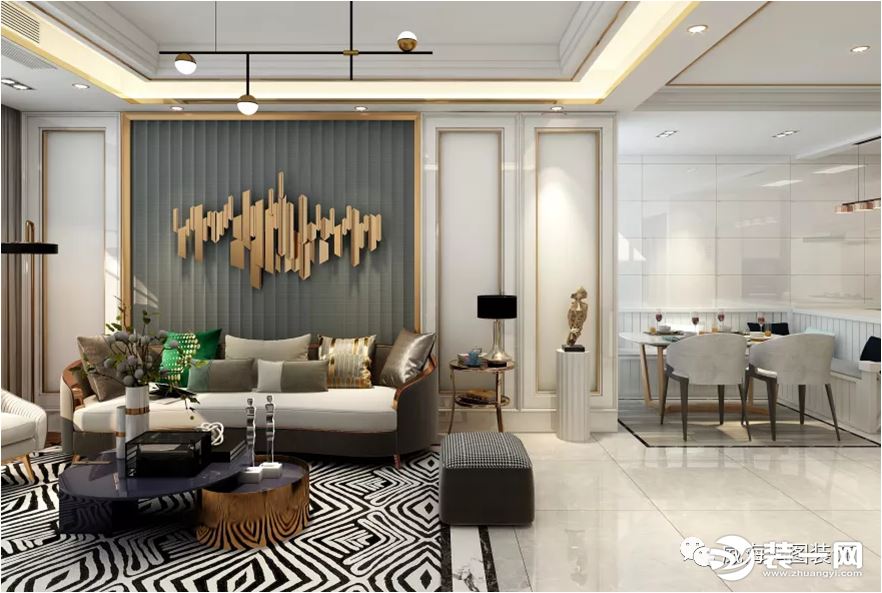《【摩登4h5登陸地址】威海鴻圖裝飾山水城125㎡輕奢風(fēng)格 金色空間無盡浪漫！》