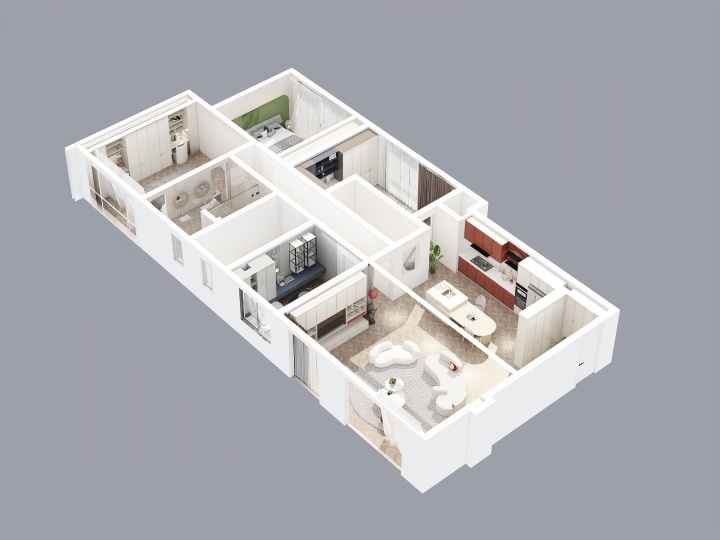 房間色彩藏格局，護墻梳妝臺衣柜換角度設(shè)計