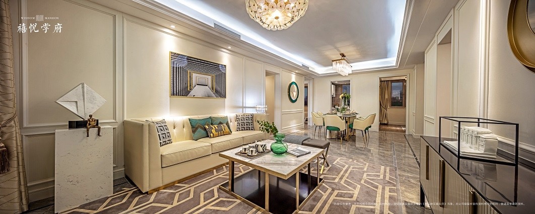 客廳沙發(fā)裝修效果圖首創(chuàng)禧悅學府D戶型樣板間歐式豪華客廳設(shè)計圖片賞析