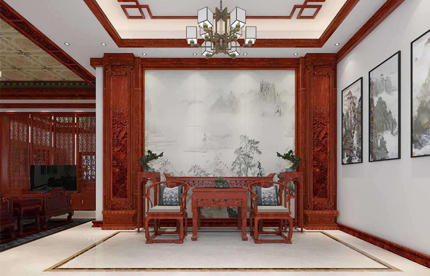 武漢夫妻的215㎡別墅，全屋堅(jiān)持紅木元素，里面的裝修古典又大氣