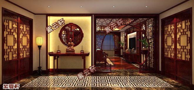 北京中式古典風格平層大宅裝修效果圖，高貴華美的生活品位