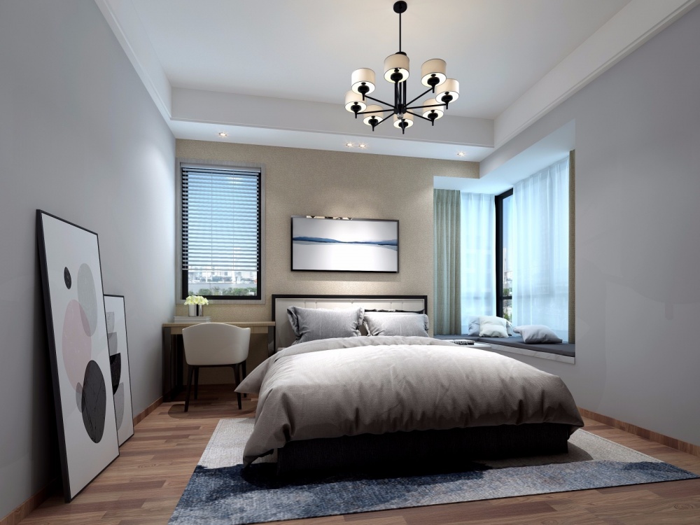 臥室床裝修效果圖西江河畔三套現(xiàn)代簡約臥室設(shè)計(jì)圖片賞析