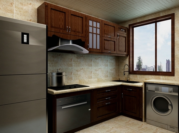 中式廚房裝修效果圖，廚房同樣可以呈現(xiàn)精致